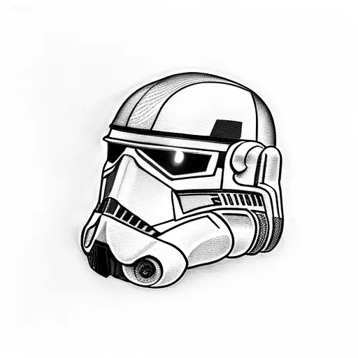 A clone trooper helmet adorned with intricate bird feathers tattoo design idea