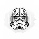 A clone trooper helmet adorned with intricate bird feathers tattoo design idea