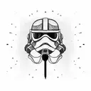 A clone trooper helmet adorned with intricate bird feathers tattoo design idea