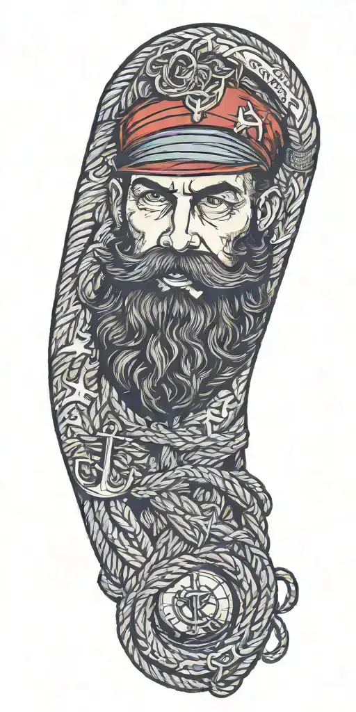 sexy pinup Gay bearded masculine sailor nautical theme krackin anchor rope tattoo design idea