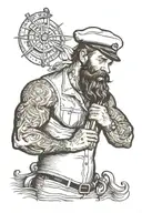 gay sailor pinup man nautical bearded beefy   tattoo design idea