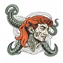 gay pinup male sailor, smoking a cigarette,  in the style of Tom of Findland with an octopus and anchor tattoo design idea