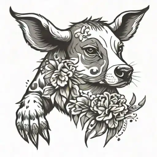 moo and bear paw tattoo design idea