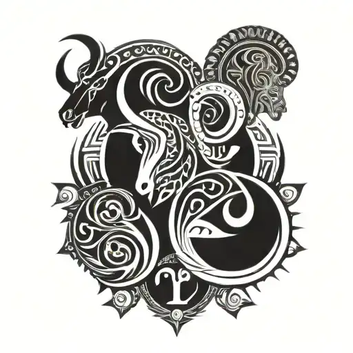 Aries Taurus and Virgo zodiac sign tattoo design idea
