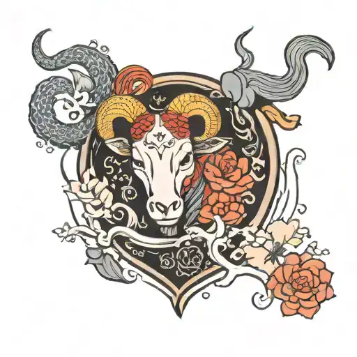 Aries Taurus and Virgo zodiac sign tattoo design idea