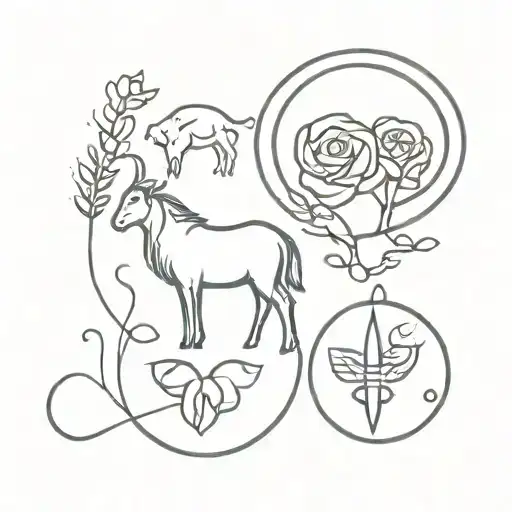 Aries Taurus and Virgo zodiac sign tattoo design idea