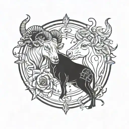 Aries Taurus and Virgo zodiac sign tattoo design idea