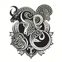 Aries Taurus and Virgo zodiac sign tattoo design idea