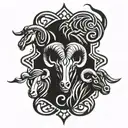 Aries Taurus and Virgo zodiac sign tattoo design idea