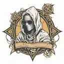apparition covered in dark bandages and wearing a hoodie and sunglasses  tattoo design idea