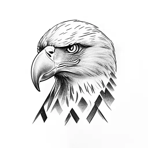 Eagle facing forward with wings, half eagle half god apostle tattoo design idea