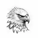 Eagle facing forward with wings, half eagle half god apostle tattoo design idea