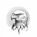 Eagle facing forward with wings, half eagle half god apostle tattoo design idea