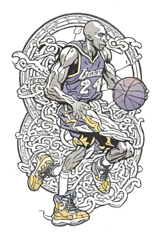 Kobe Bryant dunking basketball tattoo design idea