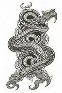 aztec serpent with fire in the background tattoo design idea