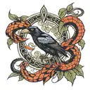 crow vs snake wrapped tattoo design idea