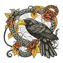 crow vs snake wrapped tattoo design idea