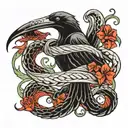 crow vs snake wrapped tattoo design idea