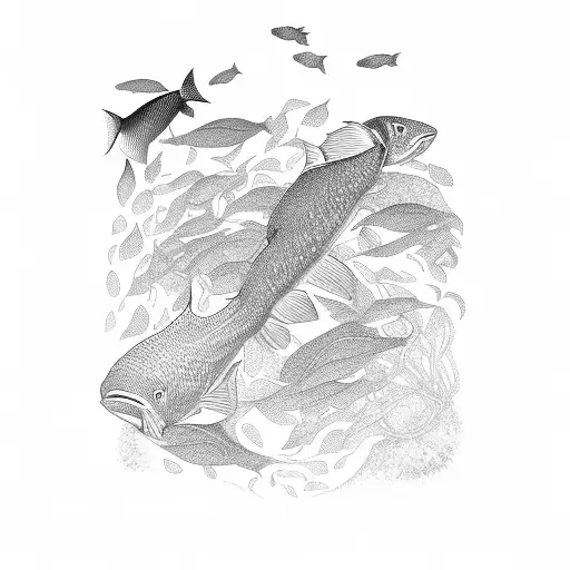kelp forest from Pacific Northwest with native fish  tattoo design idea