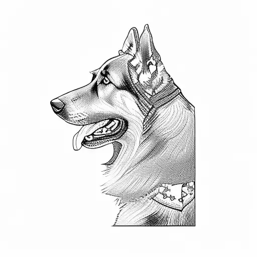 a german shepherd dog tattoo design idea