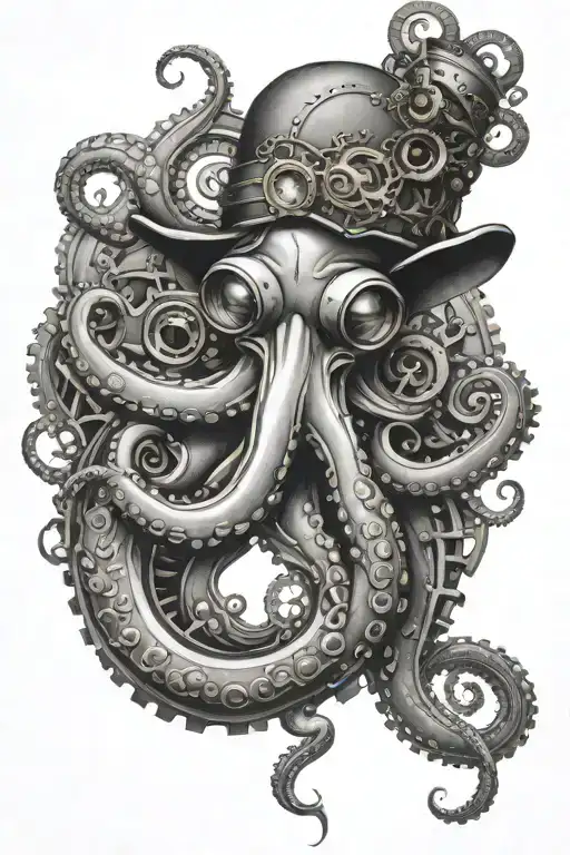 steampunk octopus tattoo design idea