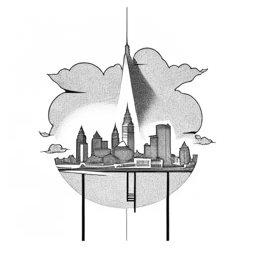 cleveland skyline, holy trinity tattoo design idea