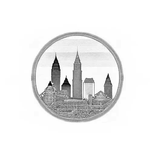 cleveland skyline, shamrock tattoo design idea