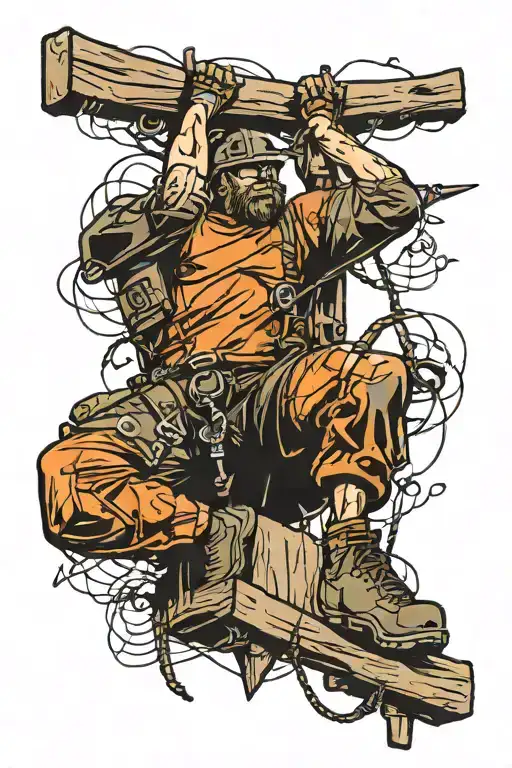 lineman climbing tattoo design idea