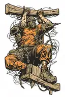 lineman climbing tattoo design idea