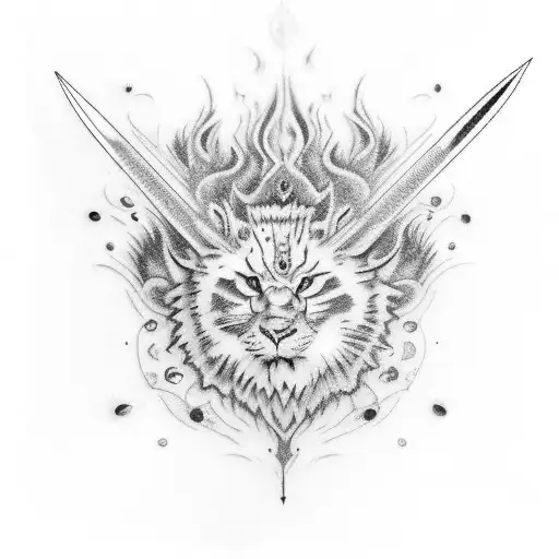 A full sleeve tattoo with blue fire, blue marbles and knives  - A blue fire sleeve tattoo with blue marbles and knives.  tattoo design idea