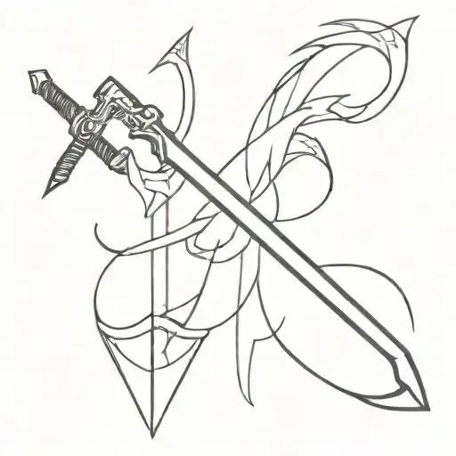 A minimalist tattoo of Murasame's weapon design from Akame ga Kill tattoo design idea