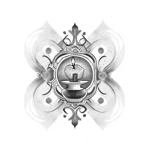 candlestick holder and candle tattoo design idea