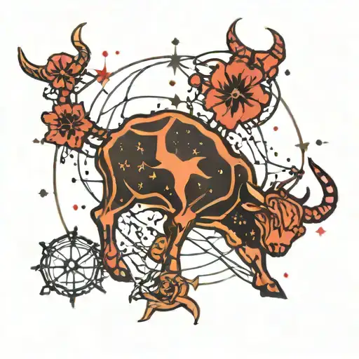 cancer taurus constellation map stars tattoo design idea