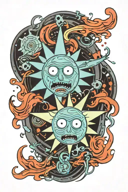 rick and morty crest featuring tattoo design idea