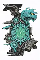 rick and morty crest featuring tattoo design idea