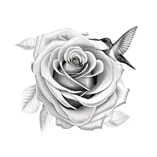 rose, hummingbird, lavender, cross  tattoo design idea