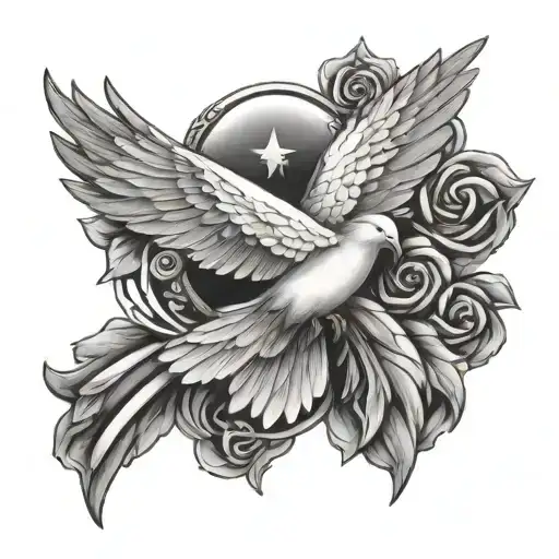 Design a tattoo featuring a dove representing peace and the Holy Spirit, inspired by Micah 3:5 tattoo design idea