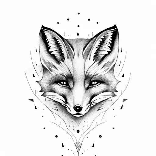 A fox and a murder of crows dancing under a full moon tattoo design idea