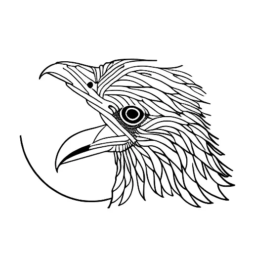 a raven in black profile tattoo design idea