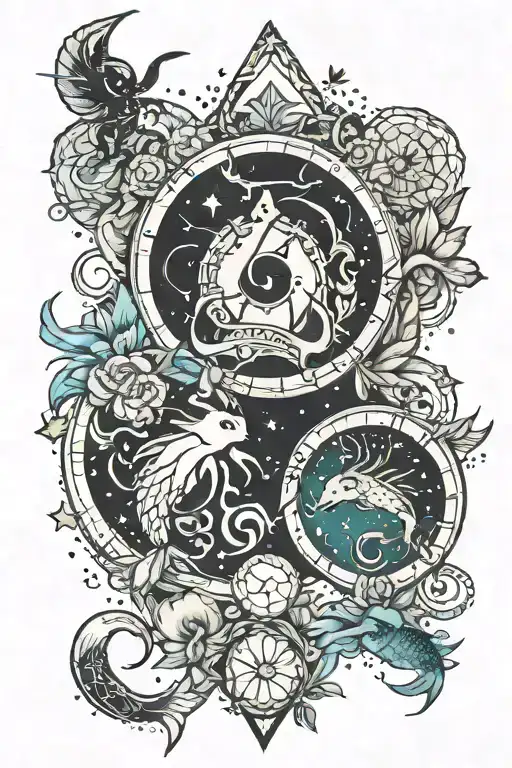 pisces virgo and scorpio constellation tattoo design idea
