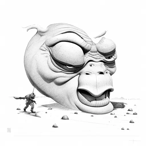 An ogre doing tactical training in a New Mexico desert tattoo design idea