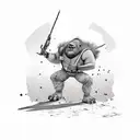 An ogre doing tactical training in a New Mexico desert tattoo design idea