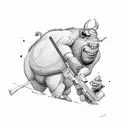 An ogre doing tactical training in a New Mexico desert tattoo design idea
