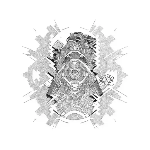 Incorporate traditional Japanese patterns into a cybernetic-themed sleeve tattoo tattoo design idea