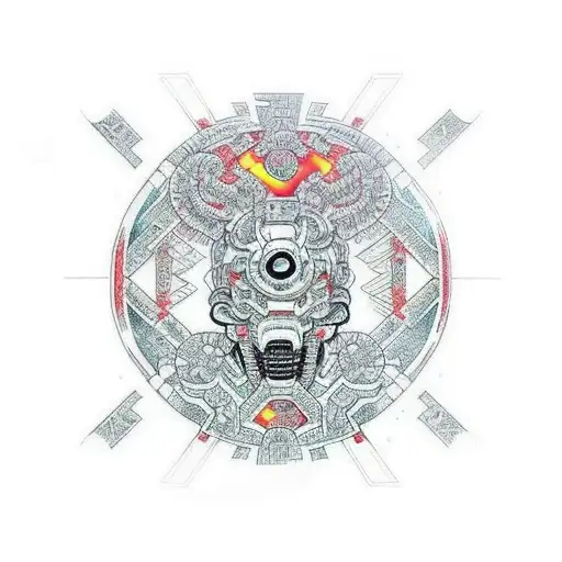 Incorporate traditional Japanese patterns into a cybernetic-themed sleeve tattoo tattoo design idea