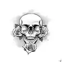 skull with roses and cross tattoo design idea