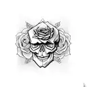 skull with roses and cross tattoo design idea