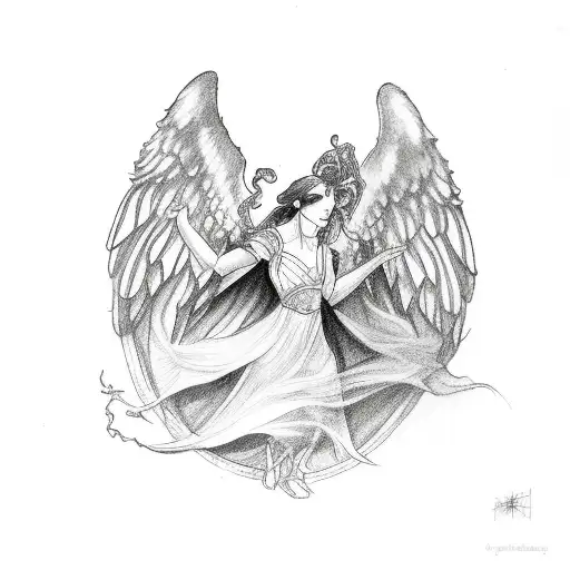 Aurelia with Angel wings tattoo design idea