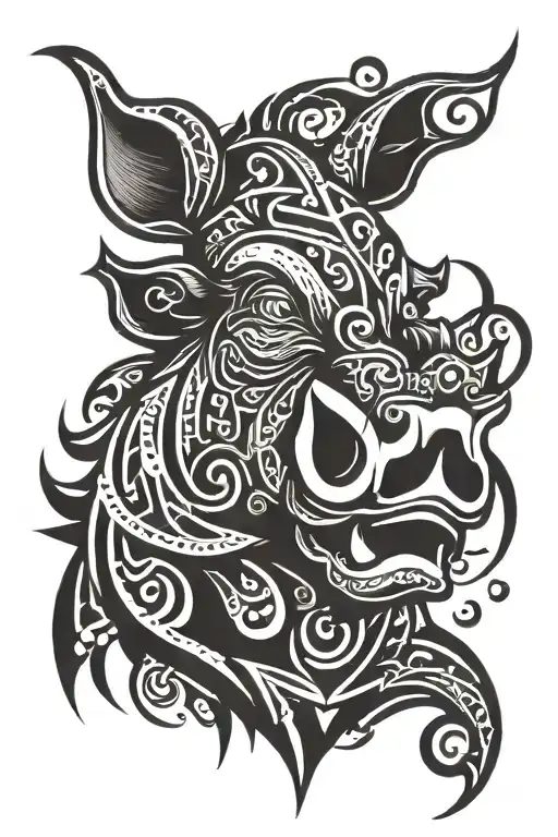 filthy pig head tattoo design idea