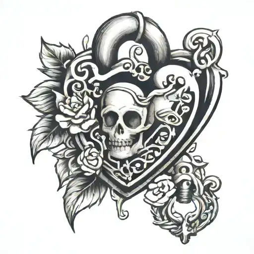 heart shaped lock tattoo design idea